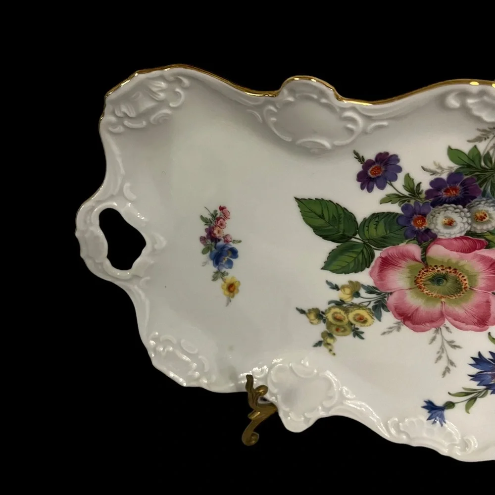 Vintage Kaiser West Germany Floral Porcelain China Trinket Tray Serving Dish - Picture 7 of 12
